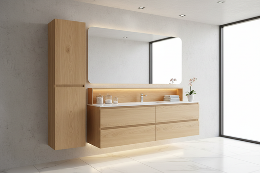 bathroom cabinet on vanity