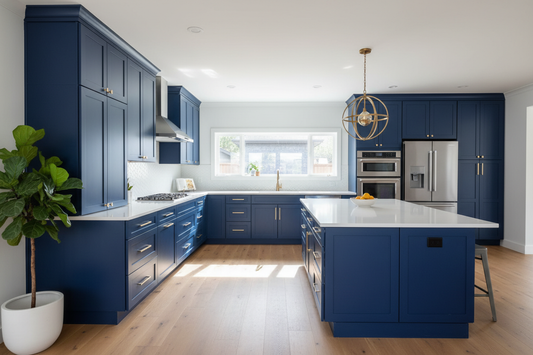 blue kitchen cabinets