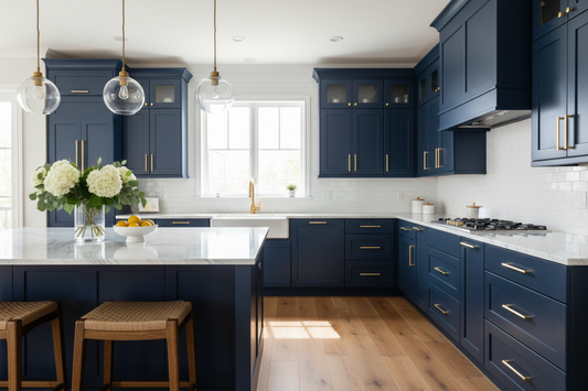 blue kitchen cabinets