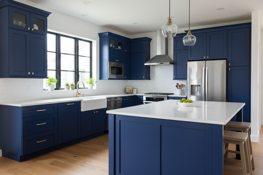 blue kitchen cabinets