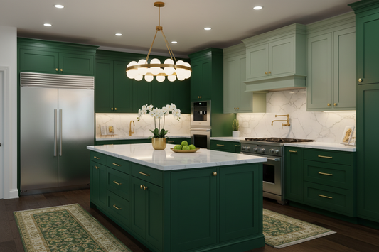 green kitchen cabinets