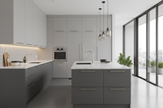 modern grey kitchen cabinets