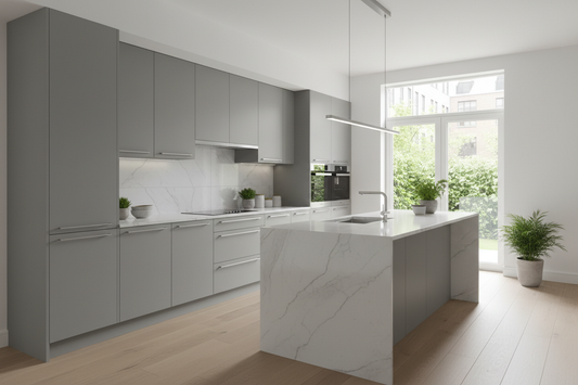 modern grey kitchen cabinets