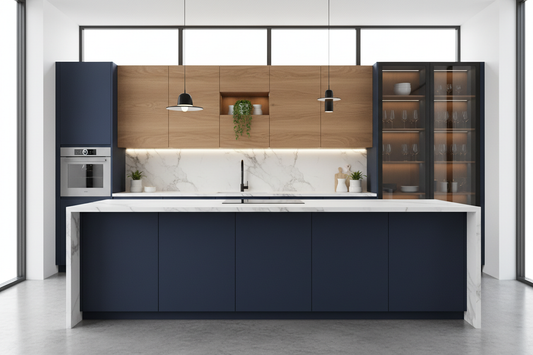 blue kitchen cabinets