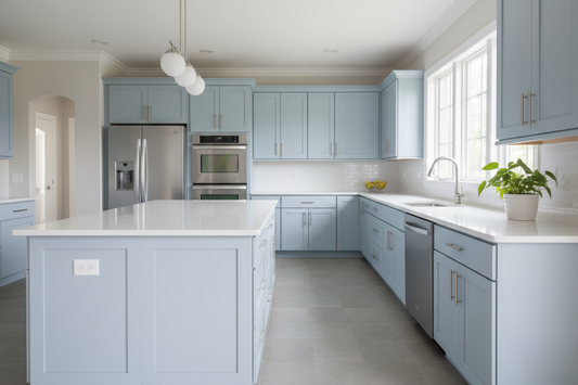 blue kitchen cabinets