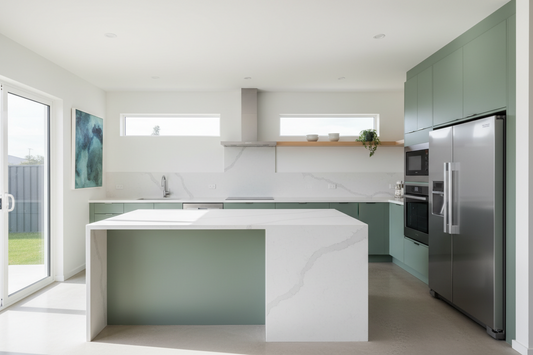 green kitchen cabinets